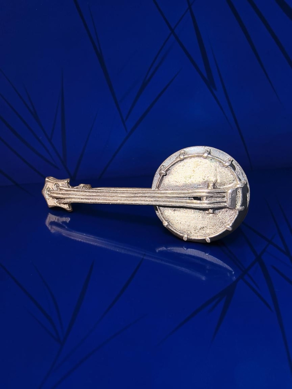 Vintage Beau Sterling Silver Banjo Brooch Or Pin